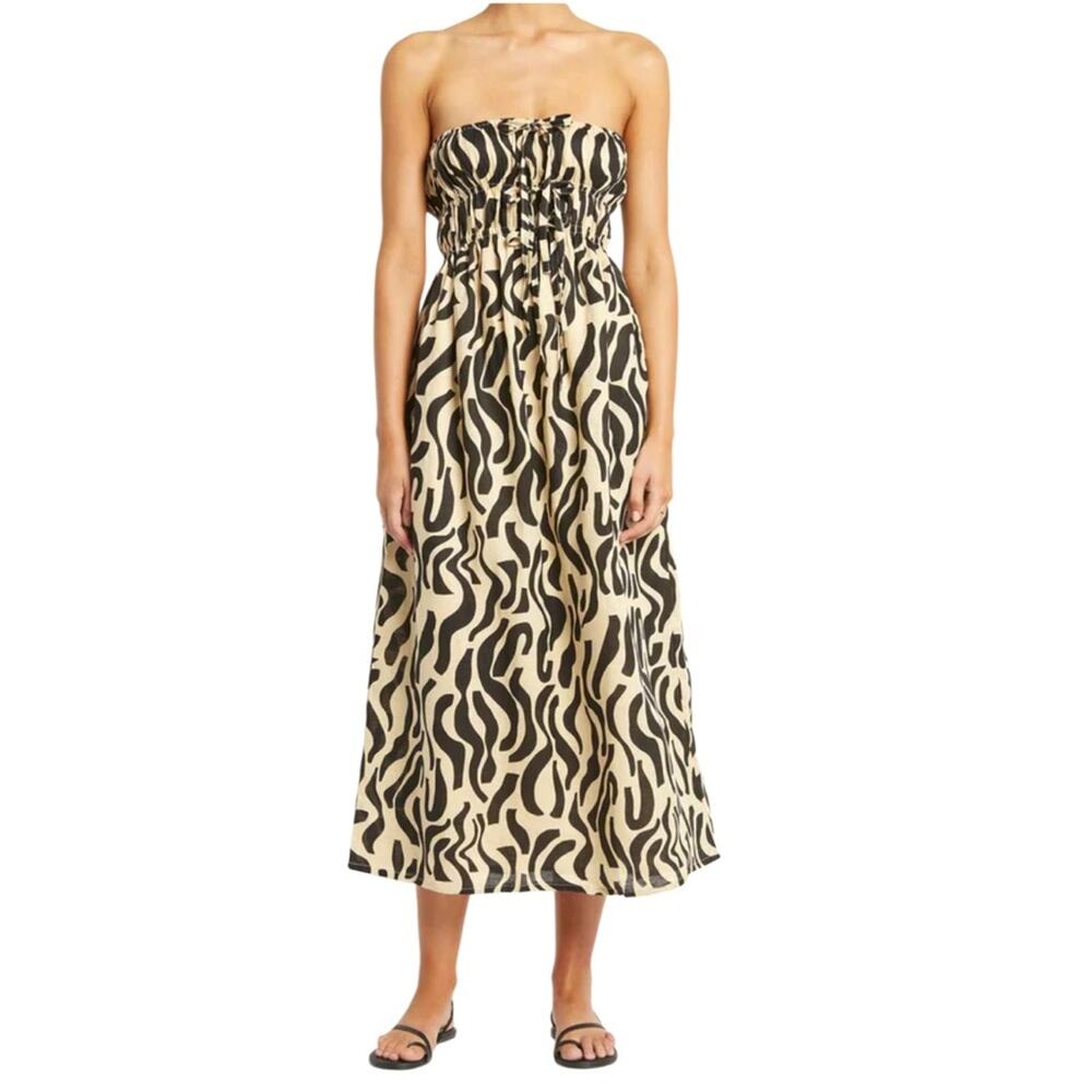 Faithfull the Brand Contessa Graphic-Print Linen Midi Dress
Size 8 NWOT